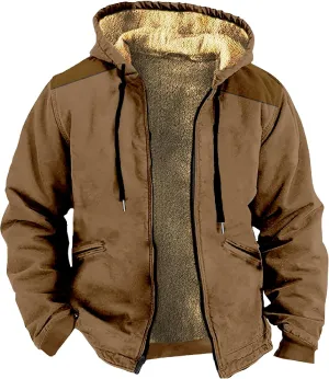 2024 Mens Jacket For Zip Up Prints Oversized Padded Fashion Thick Vintage Long Sleeve Winter Warm Hoodies Coats
