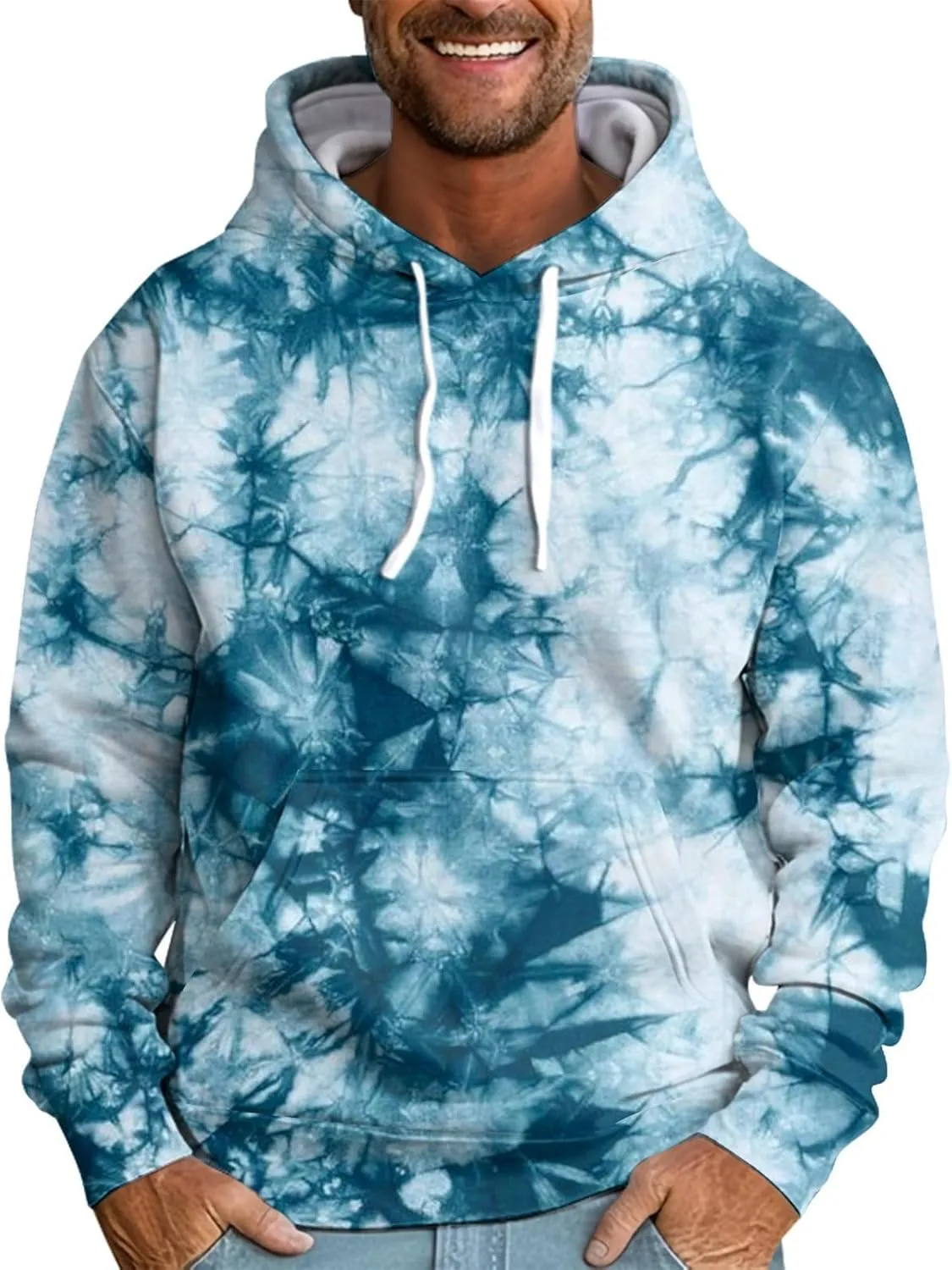 2025 Fashion Hoodies for Men Long Sleeve Workout Athletic Sweatshirt Casual Printing Hooded Pullover Tops with Pocket