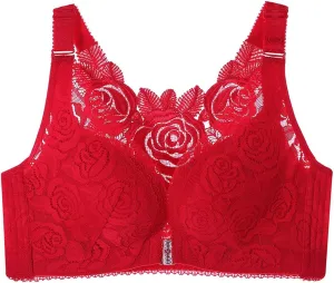 2025 Women's Lace Full Coverage Plus Size Sports Bra Push Up Bras High Impact Wirefree Non Padded Comfort Bra