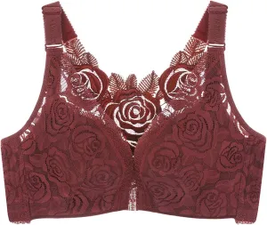 2025 Women's Lace Full Coverage Plus Size Sports Bra Push Up Bras High Impact Wirefree Non Padded Comfort Bra