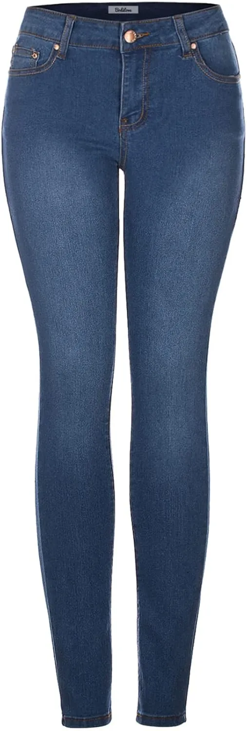 2LUV Women's Solid Stretchy 5 Pocket Skinny Jeans