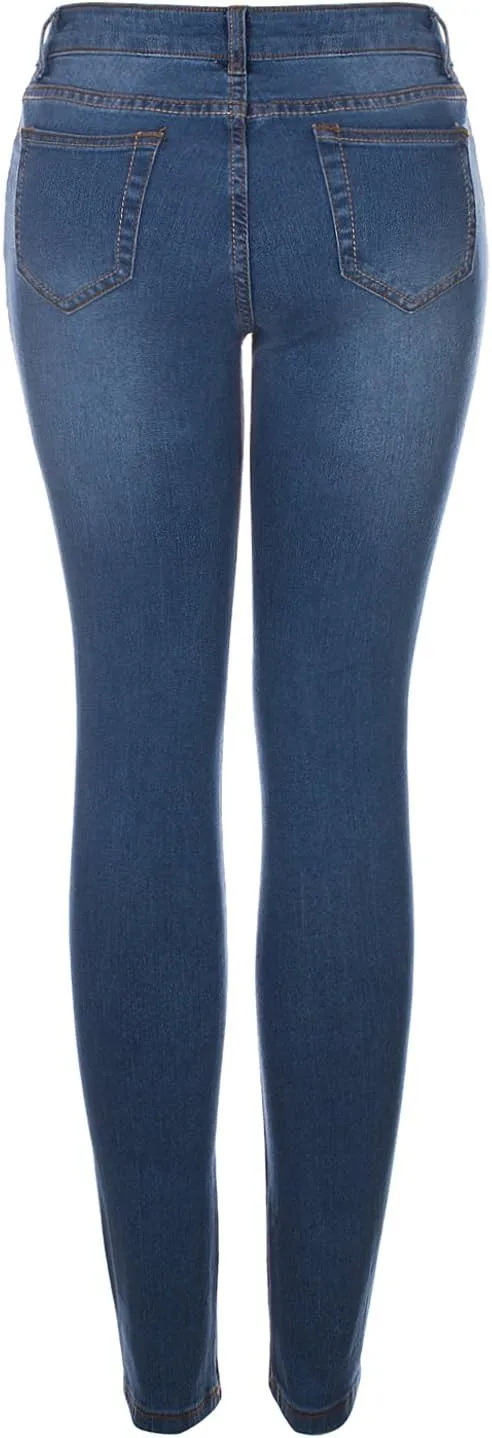 2LUV Women's Solid Stretchy 5 Pocket Skinny Jeans