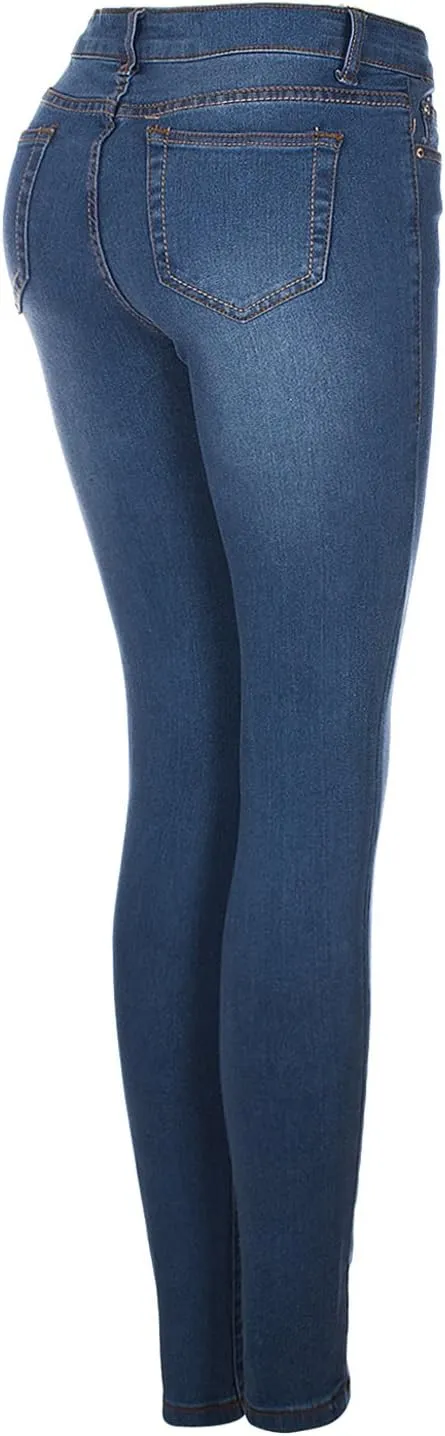 2LUV Women's Solid Stretchy 5 Pocket Skinny Jeans