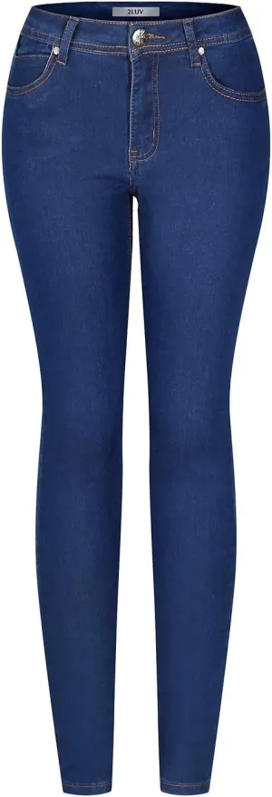 2LUV Women's Solid Stretchy 5 Pocket Skinny Jeans