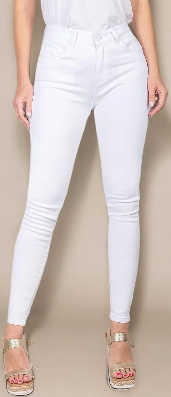 2LUV Women's Solid Stretchy 5 Pocket Skinny Jeans