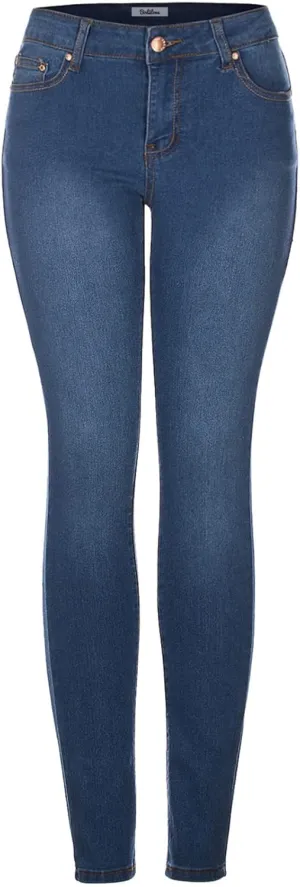 2LUV Women's Solid Stretchy 5 Pocket Skinny Jeans