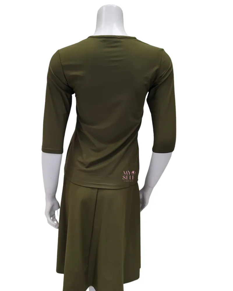 2PC-JR-CVRP-OLV Olive Junior Swim Top & Skirt Set