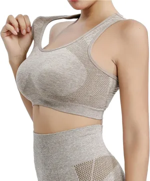 3Pcs Padded Plus Size Sports Bra High Impact Tank Athletic Running Sports Bras for Women Racerback Comfy High Support