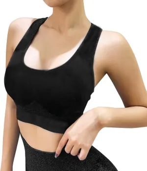 3Pcs Padded Plus Size Sports Bra High Impact Tank Athletic Running Sports Bras for Women Racerback Comfy High Support