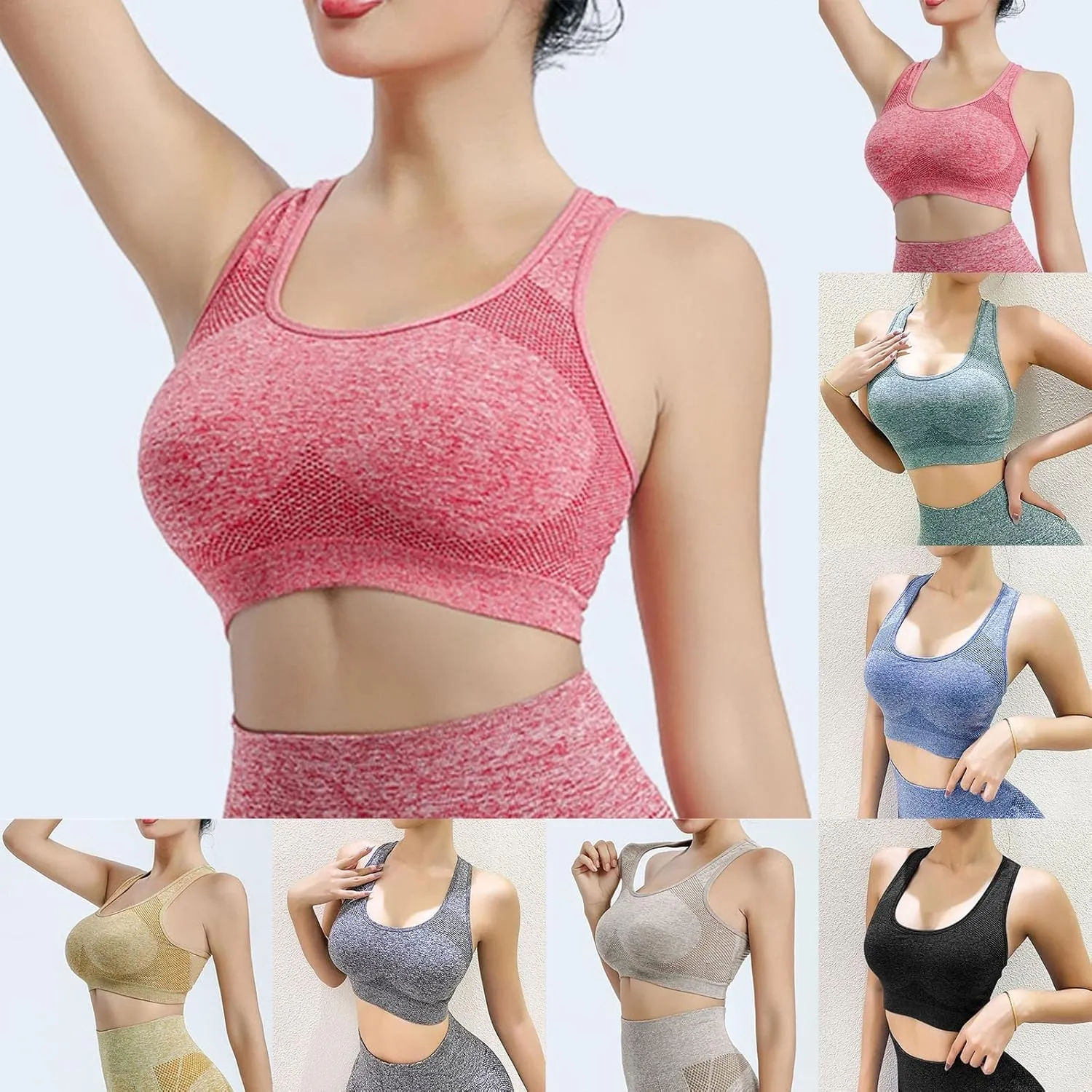 3Pcs Padded Plus Size Sports Bra High Impact Tank Athletic Running Sports Bras for Women Racerback Comfy High Support