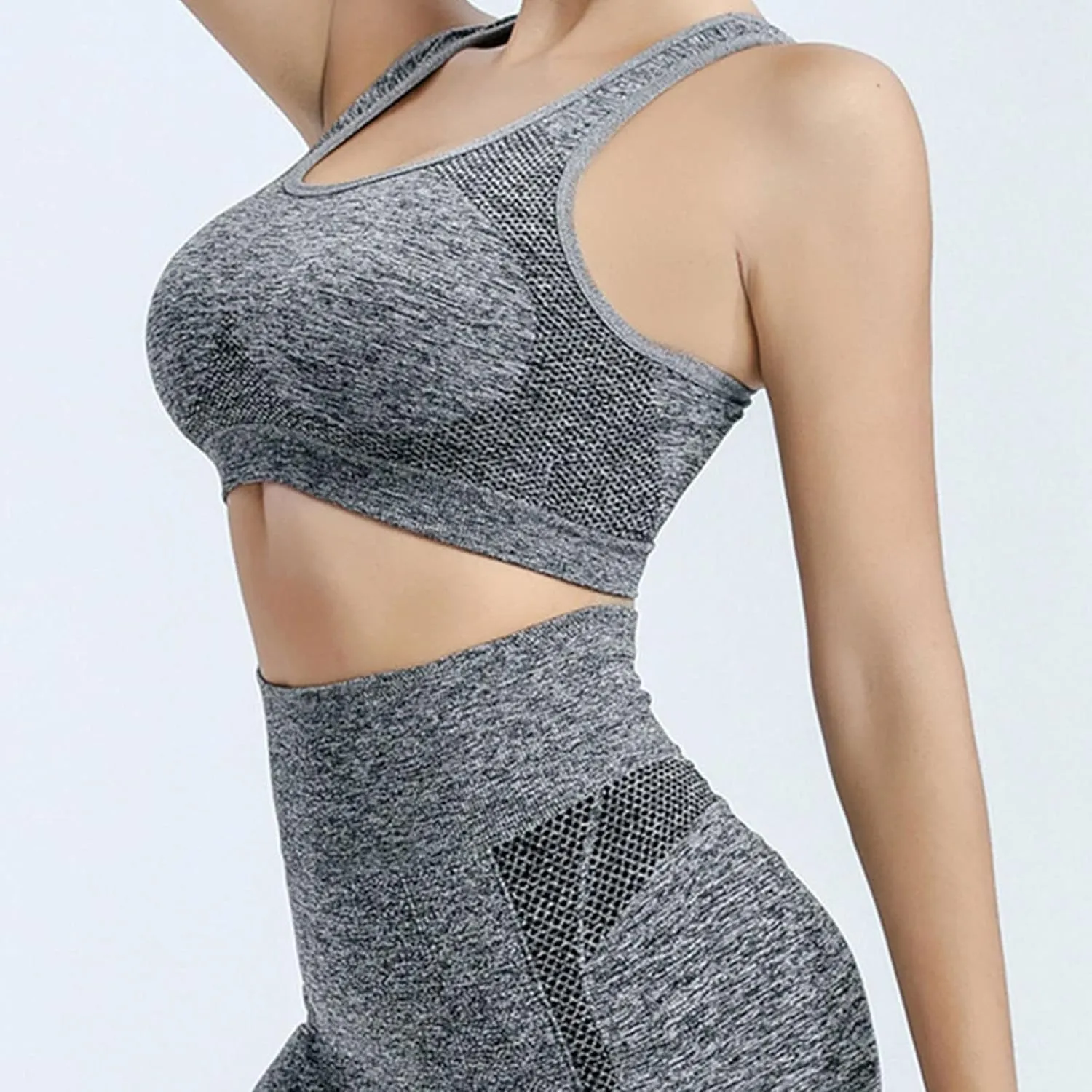 3Pcs Padded Plus Size Sports Bra High Impact Tank Athletic Running Sports Bras for Women Racerback Comfy High Support
