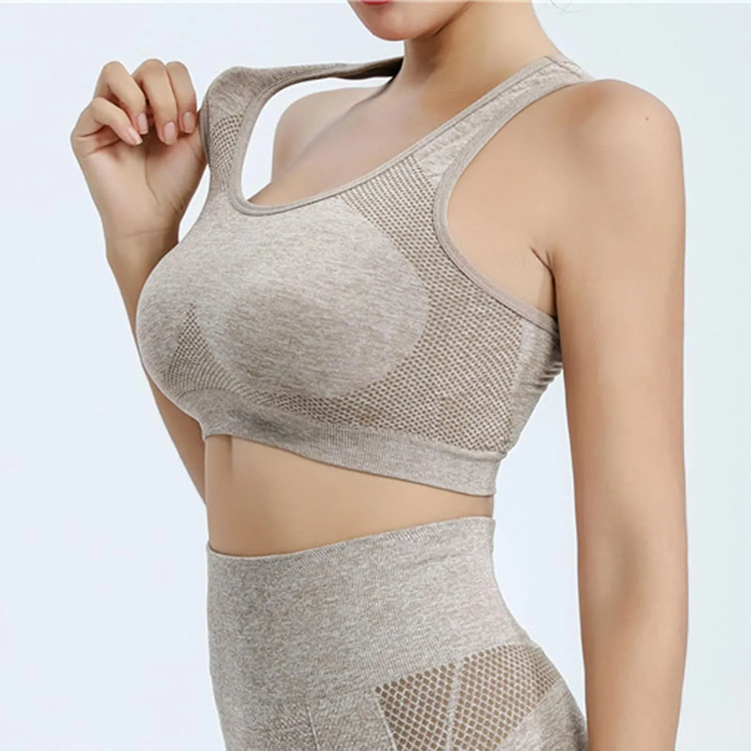 3Pcs Padded Plus Size Sports Bra High Impact Tank Athletic Running Sports Bras for Women Racerback Comfy High Support