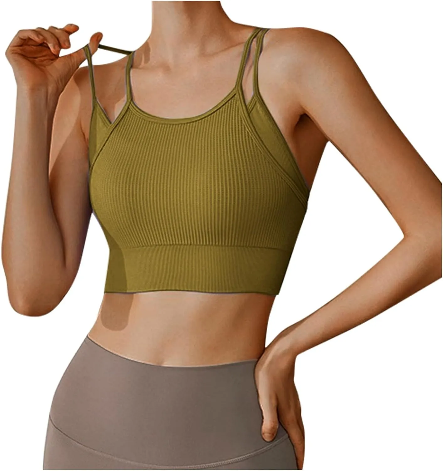 3Pcs Women's Sporty Longline Sports Bra Sports Bras Comfortable Gym Tank for Large Bust Seamless High Support Workout