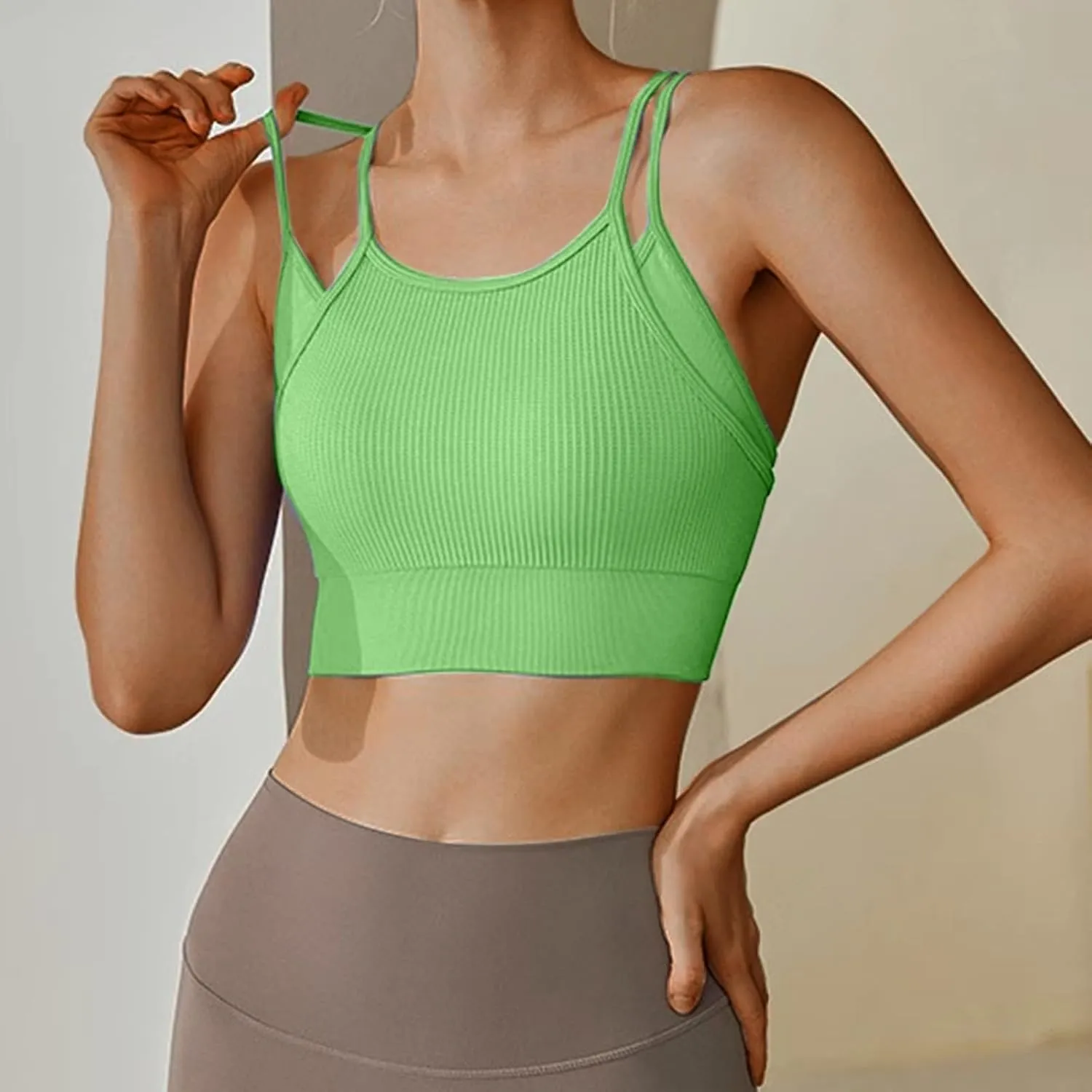 3Pcs Women's Sporty Longline Sports Bra Sports Bras Comfortable Gym Tank for Large Bust Seamless High Support Workout
