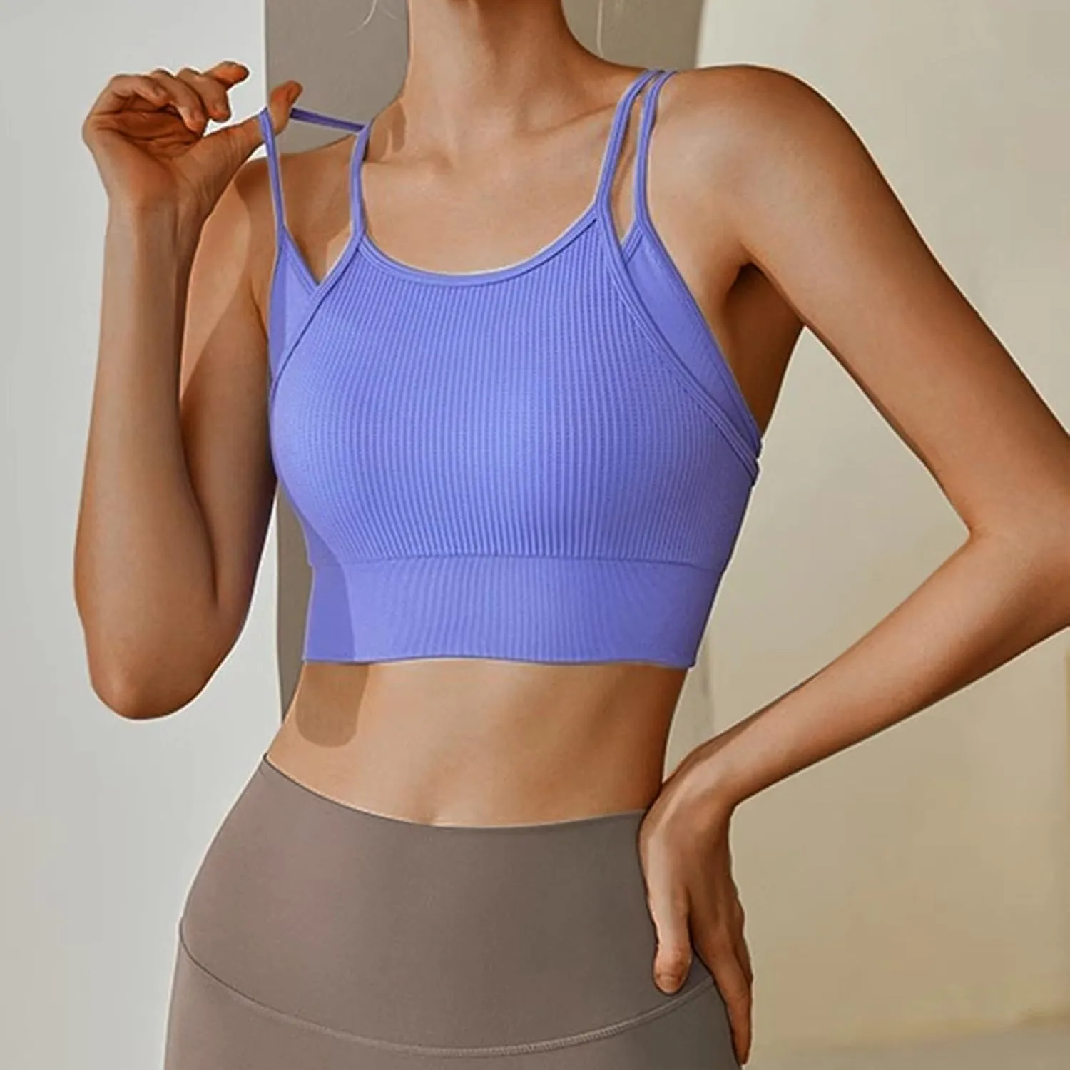 3Pcs Women's Sporty Longline Sports Bra Sports Bras Comfortable Gym Tank for Large Bust Seamless High Support Workout