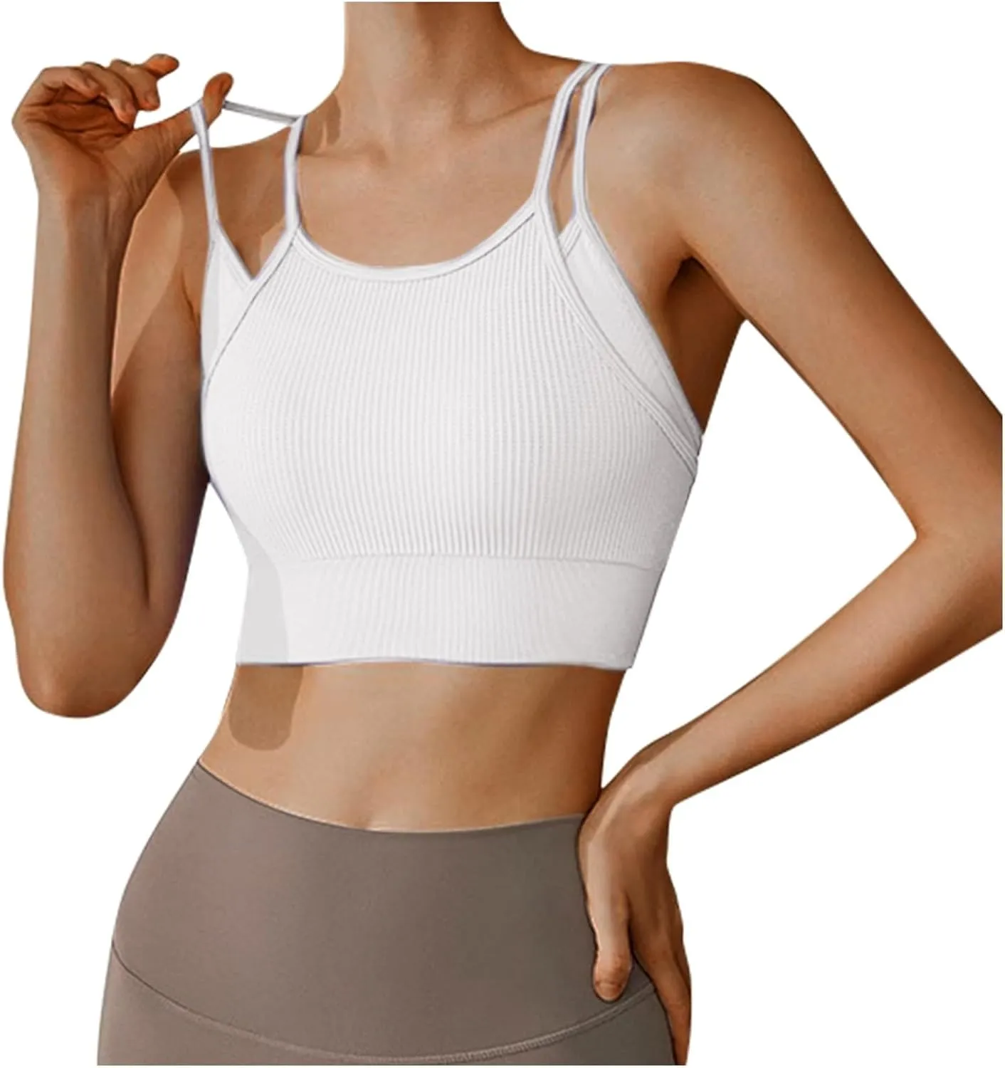 3Pcs Women's Sporty Longline Sports Bra Sports Bras Comfortable Gym Tank for Large Bust Seamless High Support Workout