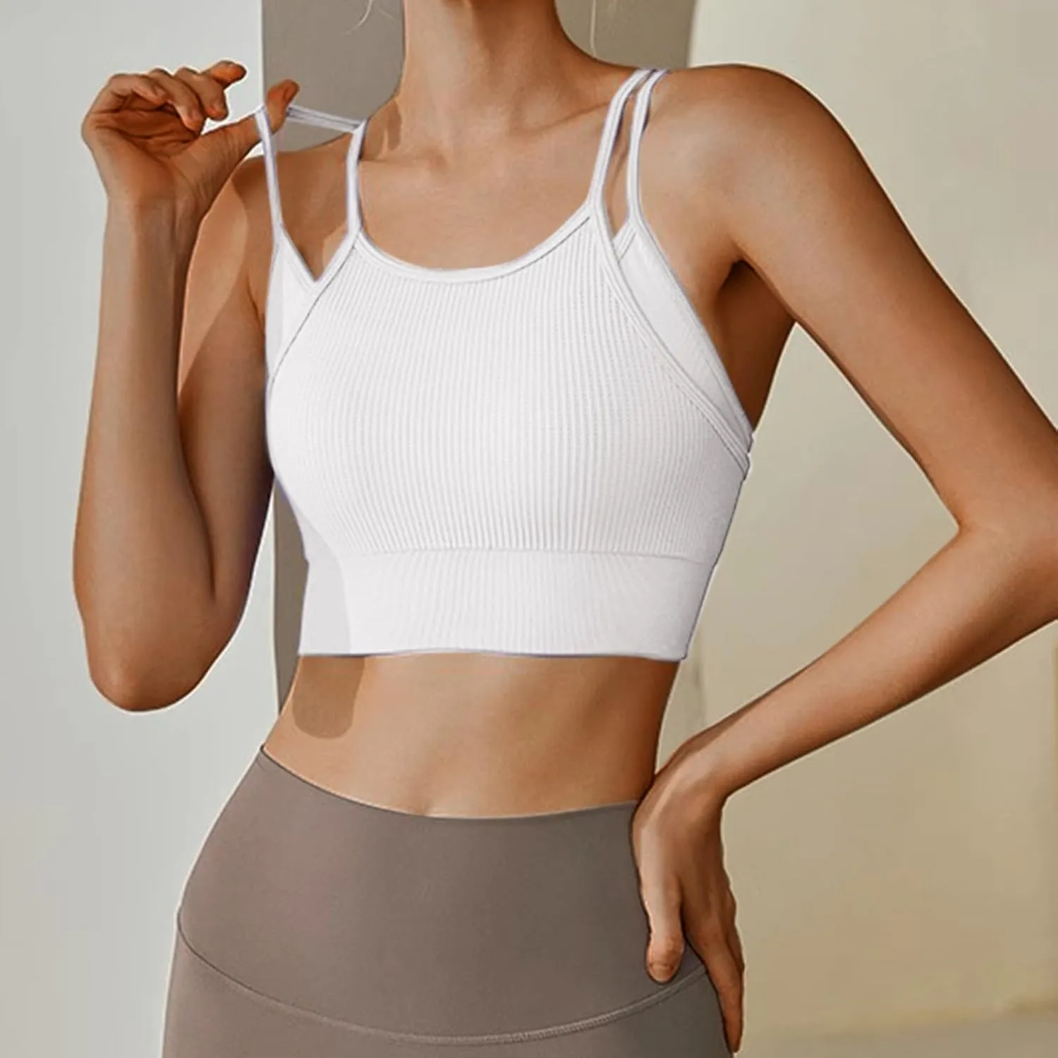 3Pcs Women's Sporty Longline Sports Bra Sports Bras Comfortable Gym Tank for Large Bust Seamless High Support Workout