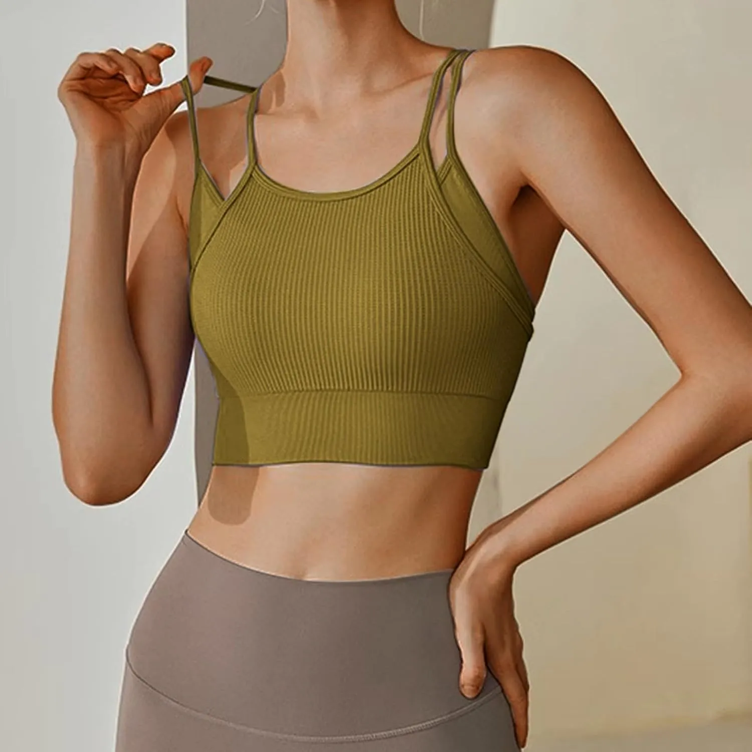 3Pcs Women's Sporty Longline Sports Bra Sports Bras Comfortable Gym Tank for Large Bust Seamless High Support Workout