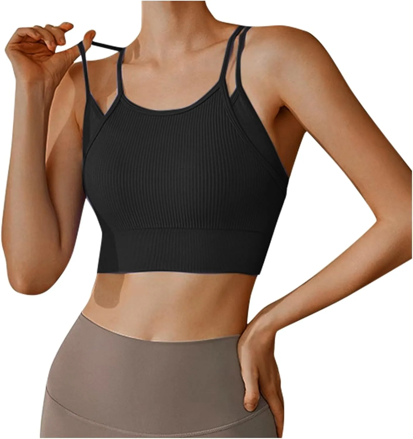 3Pcs Women's Sporty Longline Sports Bra Sports Bras Comfortable Gym Tank for Large Bust Seamless High Support Workout