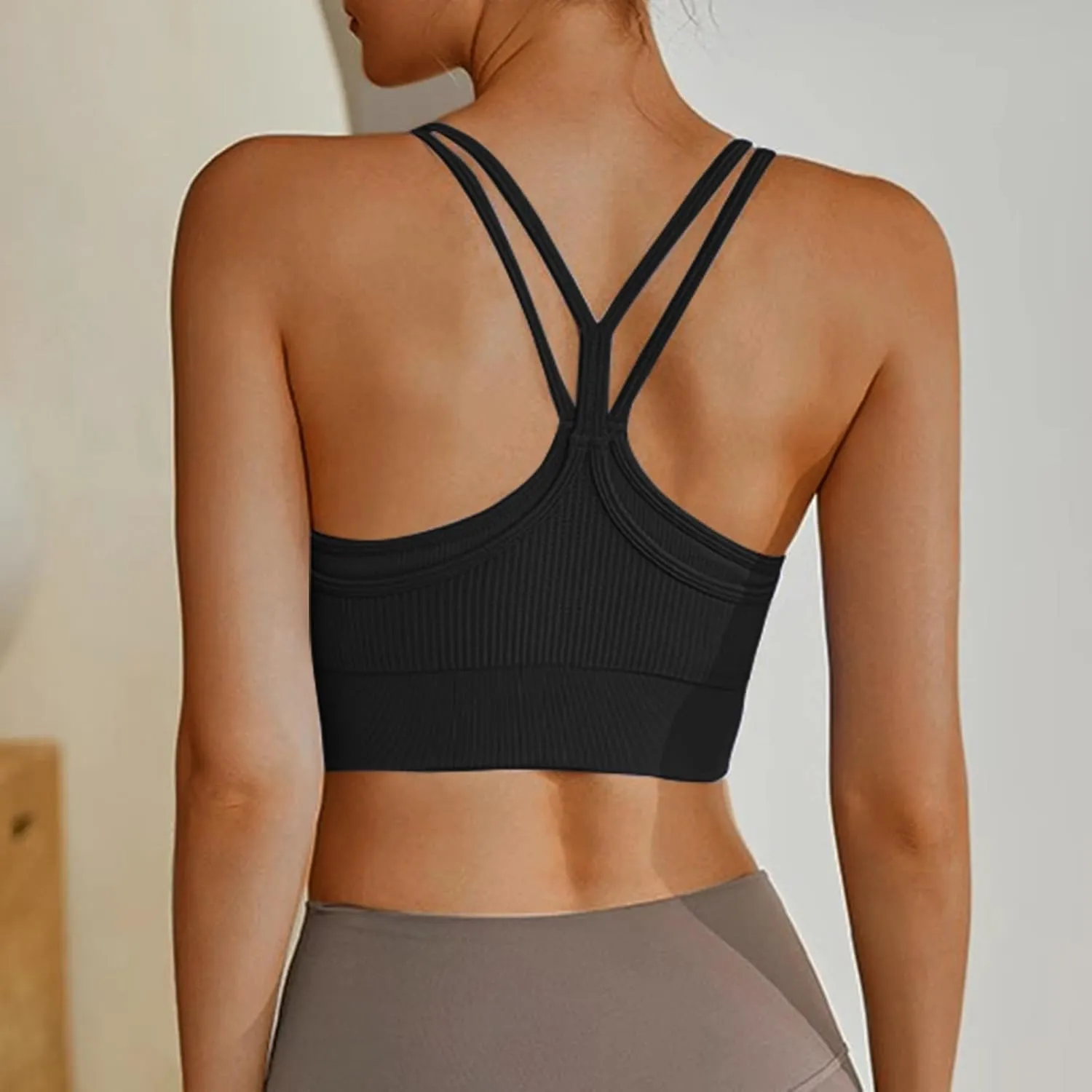 3Pcs Women's Sporty Longline Sports Bra Sports Bras Comfortable Gym Tank for Large Bust Seamless High Support Workout
