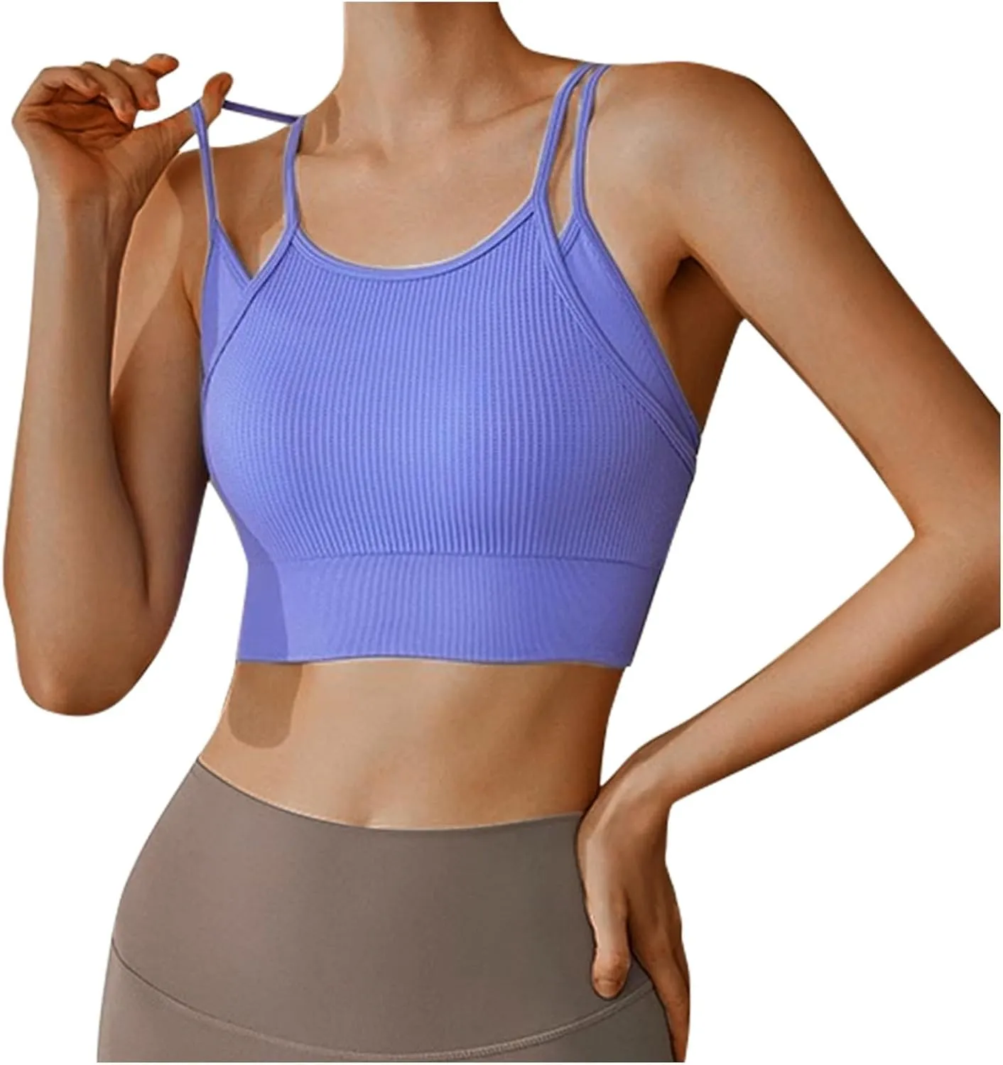 3Pcs Women's Sporty Longline Sports Bra Sports Bras Comfortable Gym Tank for Large Bust Seamless High Support Workout