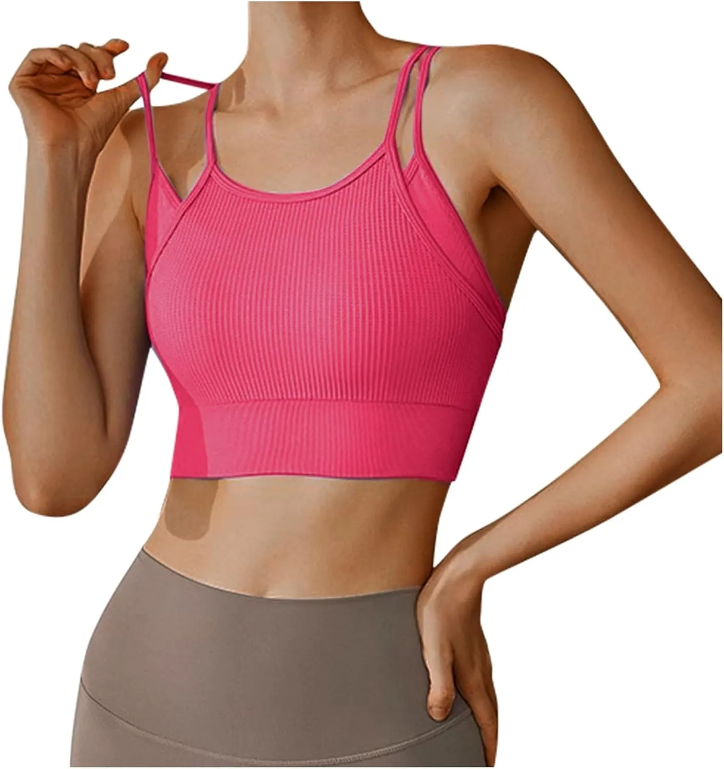 3Pcs Women's Sporty Longline Sports Bra Sports Bras Comfortable Gym Tank for Large Bust Seamless High Support Workout
