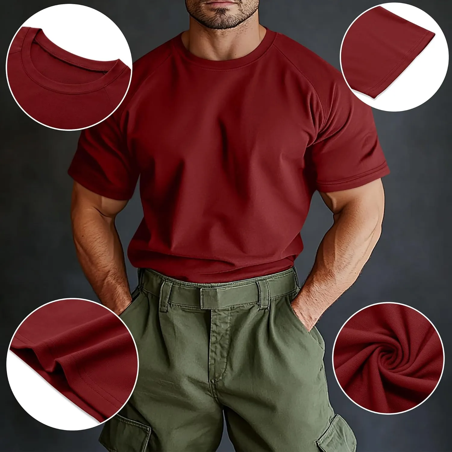 4 Pack Men's Big & Tall Short Sleeve Tees, Crew Neck Cotton Blend T-Shirts Moisture Wicking Stretch Casual Gym Wear