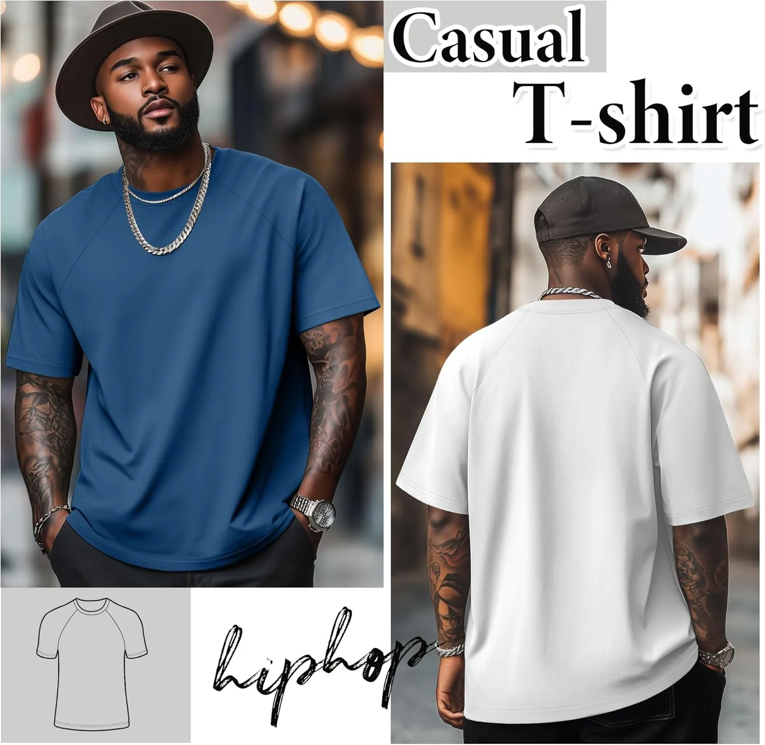 4 Pack Men's Big & Tall Short Sleeve Tees, Crew Neck Cotton Blend T-Shirts Moisture Wicking Stretch Casual Gym Wear