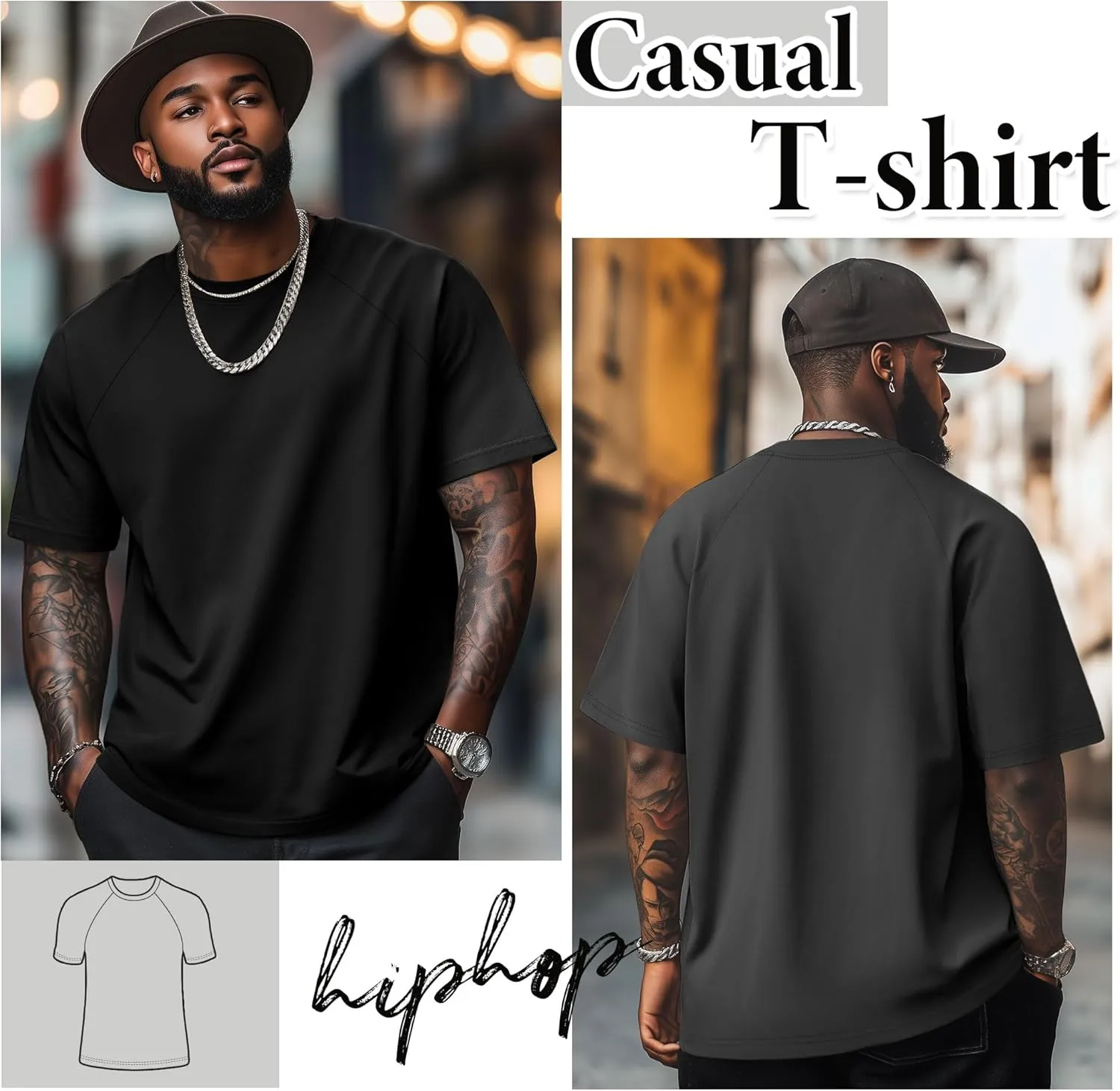 4 Pack Men's Big & Tall Short Sleeve Tees, Crew Neck Cotton Blend T-Shirts Moisture Wicking Stretch Casual Gym Wear