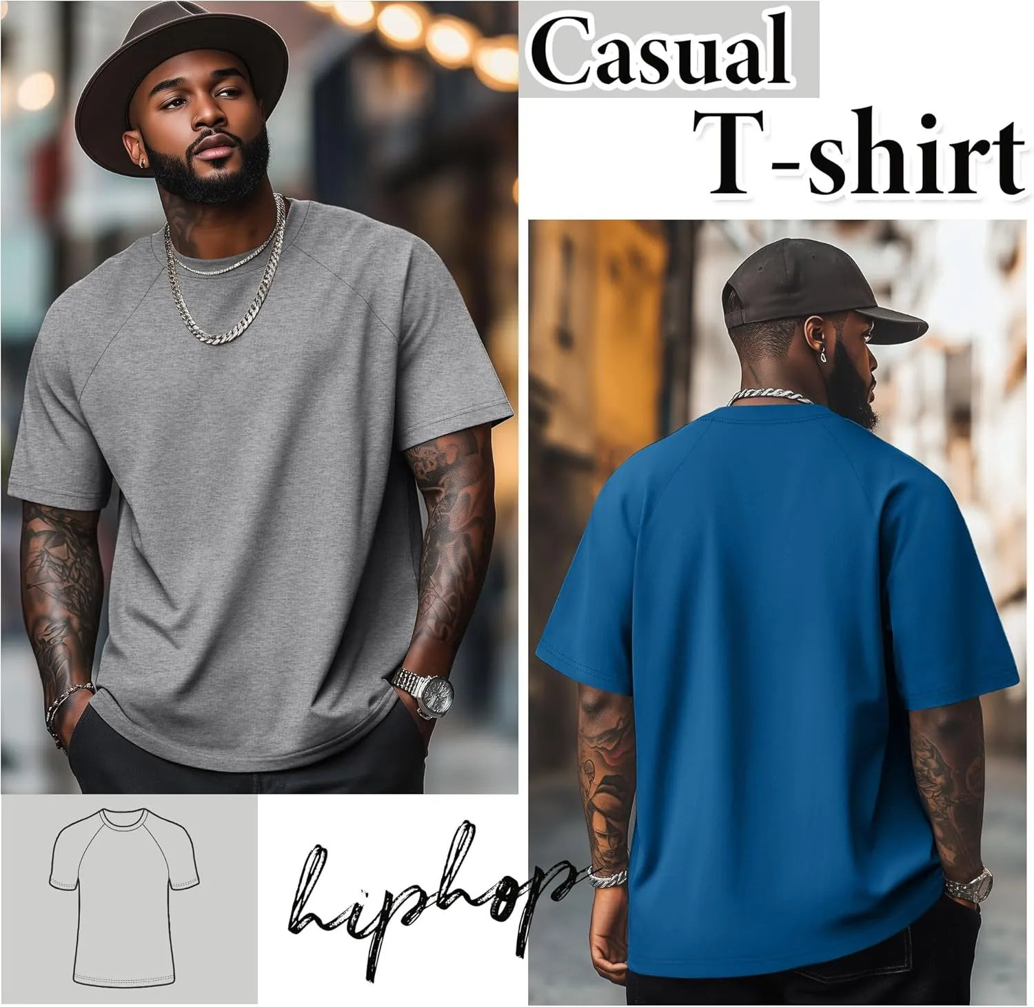 4 Pack Men's Big & Tall Short Sleeve Tees, Crew Neck Cotton Blend T-Shirts Moisture Wicking Stretch Casual Gym Wear