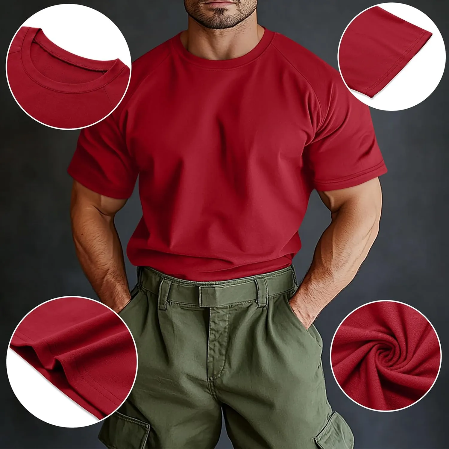 4 Pack Men's Big & Tall Short Sleeve Tees, Crew Neck Cotton Blend T-Shirts Moisture Wicking Stretch Casual Gym Wear