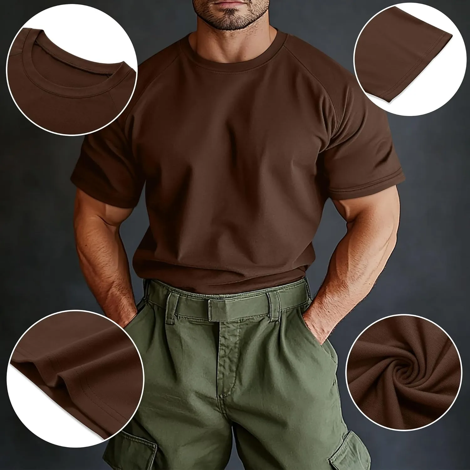 4 Pack Men's Big & Tall Short Sleeve Tees, Crew Neck Cotton Blend T-Shirts Moisture Wicking Stretch Casual Gym Wear