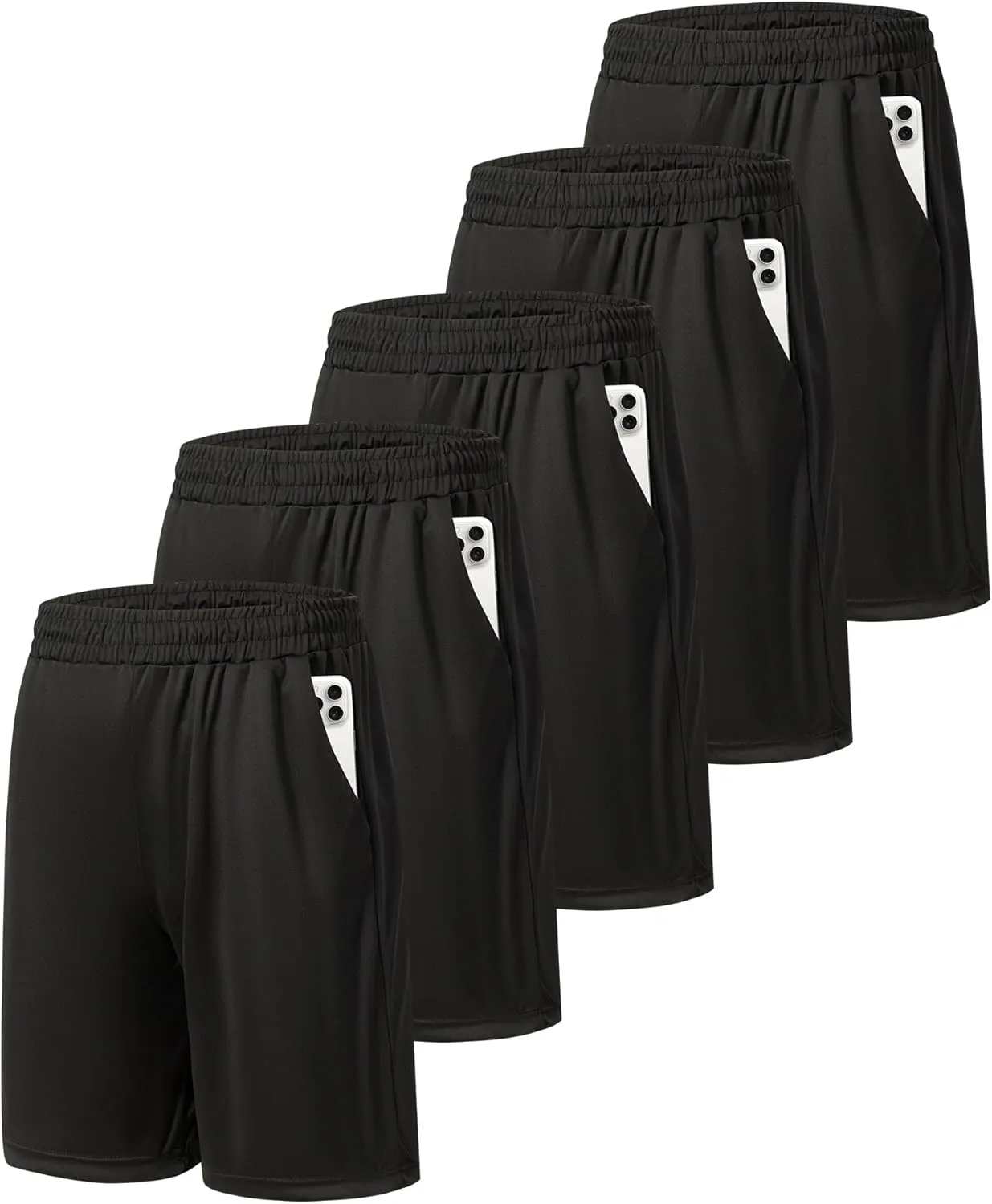 5 Pack Mens Athletic Gym Shorts Workout Quick Dry Running Lightweight Basketball Shorts with Pockets