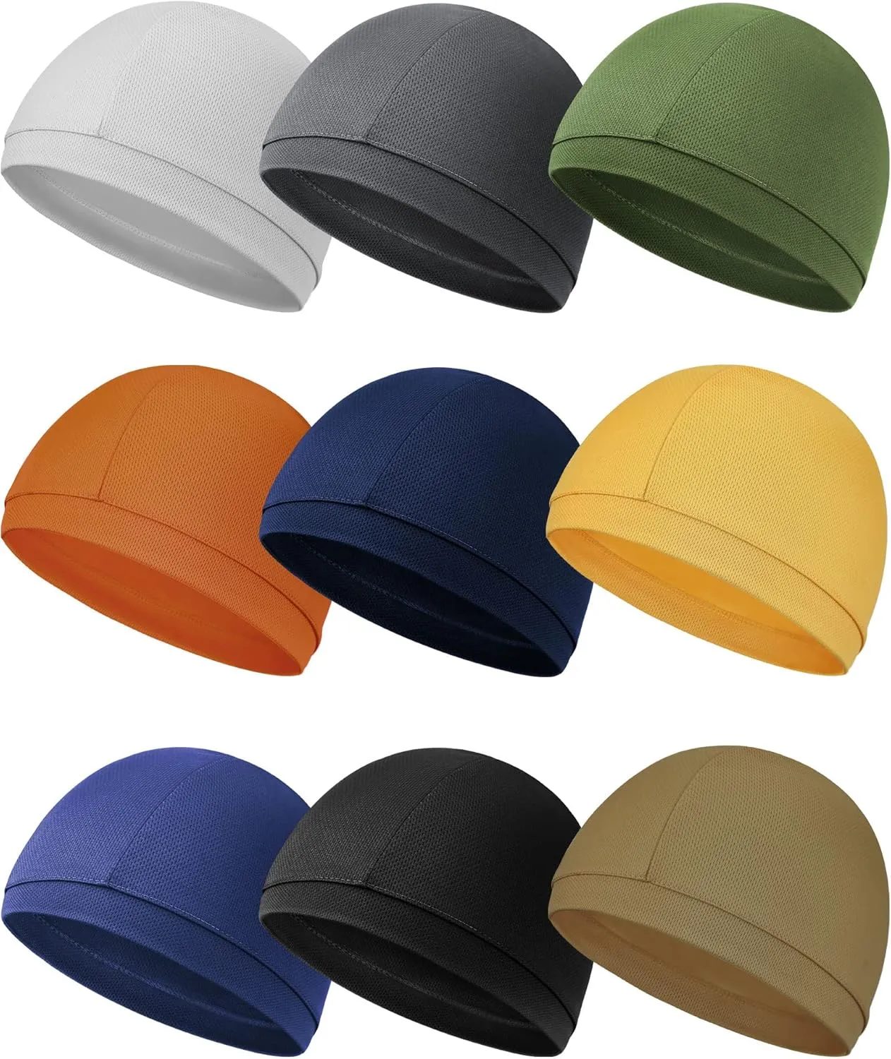9 Pcs Cooling Skull Cap Camo Liner Sweat Wicking Lightweight Cycling Cap Running Head hat for Men Women