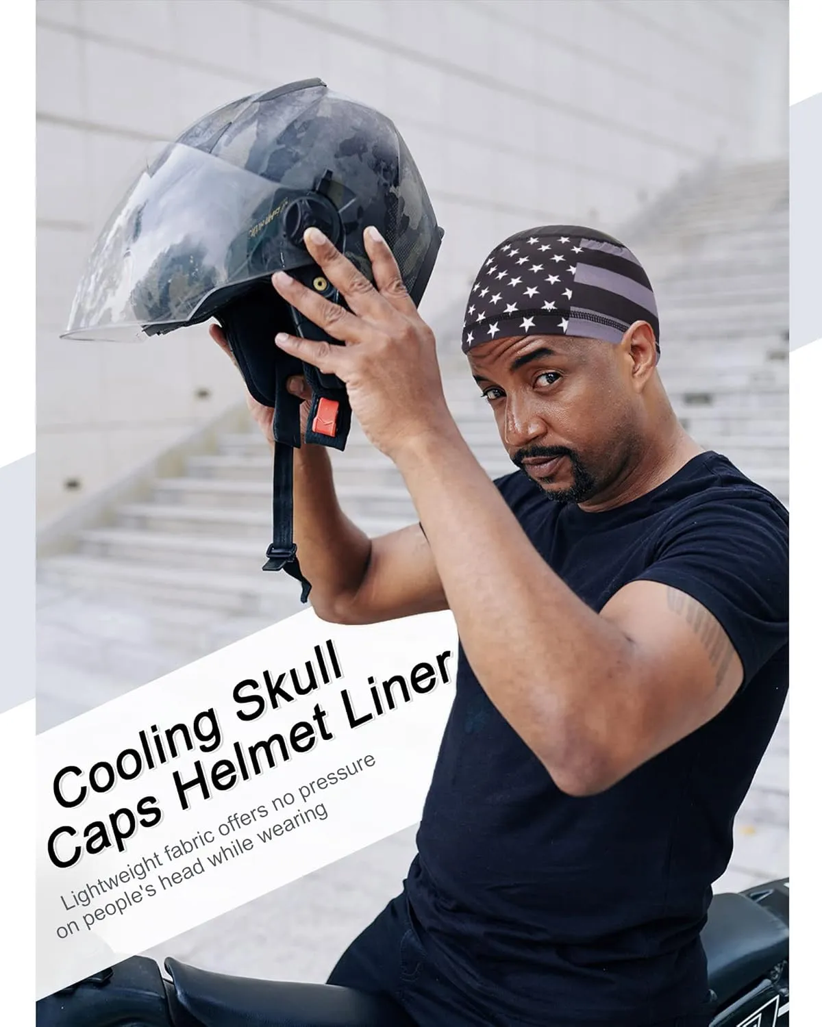 9 Pcs Cooling Skull Cap Camo Liner Sweat Wicking Lightweight Cycling Cap Running Head hat for Men Women