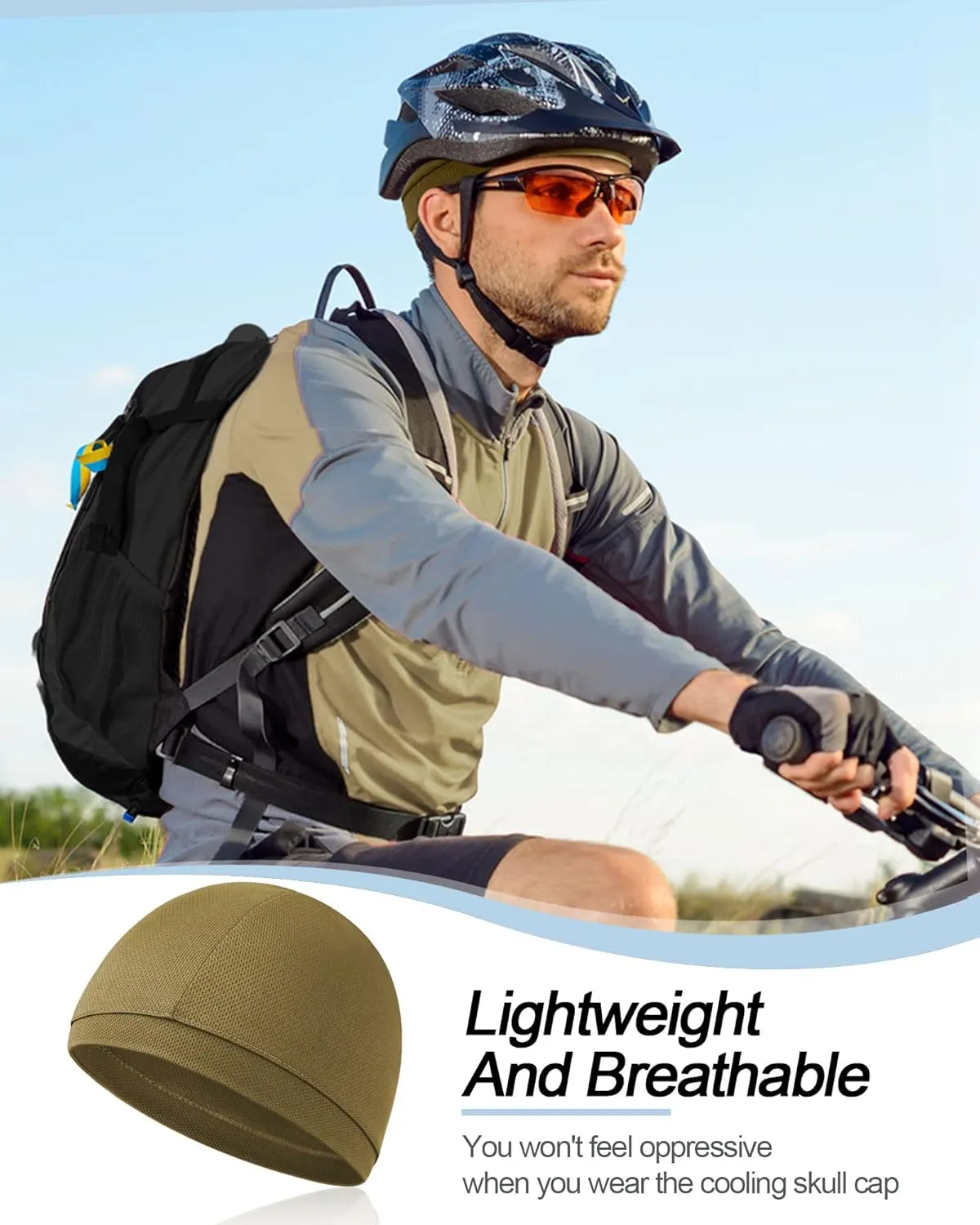 9 Pcs Cooling Skull Cap Camo Liner Sweat Wicking Lightweight Cycling Cap Running Head hat for Men Women