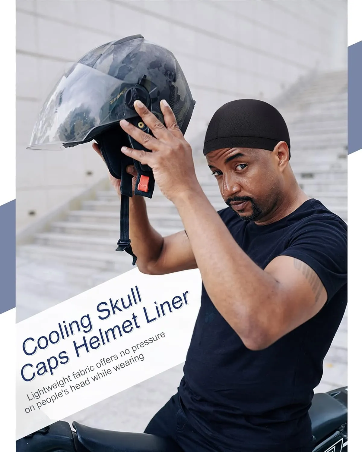 9 Pcs Cooling Skull Cap Camo Liner Sweat Wicking Lightweight Cycling Cap Running Head hat for Men Women