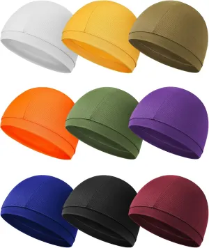 9 Pcs Cooling Skull Cap Camo Liner Sweat Wicking Lightweight Cycling Cap Running Head hat for Men Women