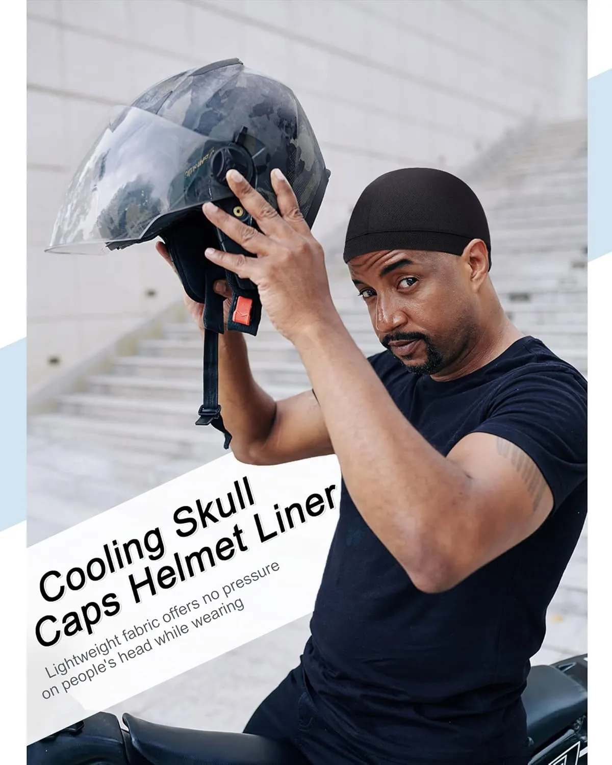 9 Pcs Cooling Skull Cap Camo Liner Sweat Wicking Lightweight Cycling Cap Running Head hat for Men Women