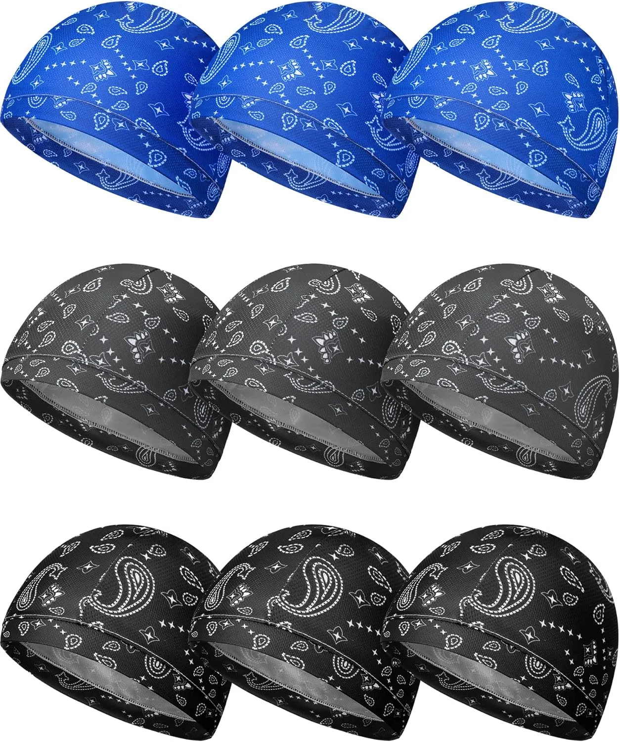 9 Pcs Cooling Skull Cap Camo Liner Sweat Wicking Lightweight Cycling Cap Running Head hat for Men Women