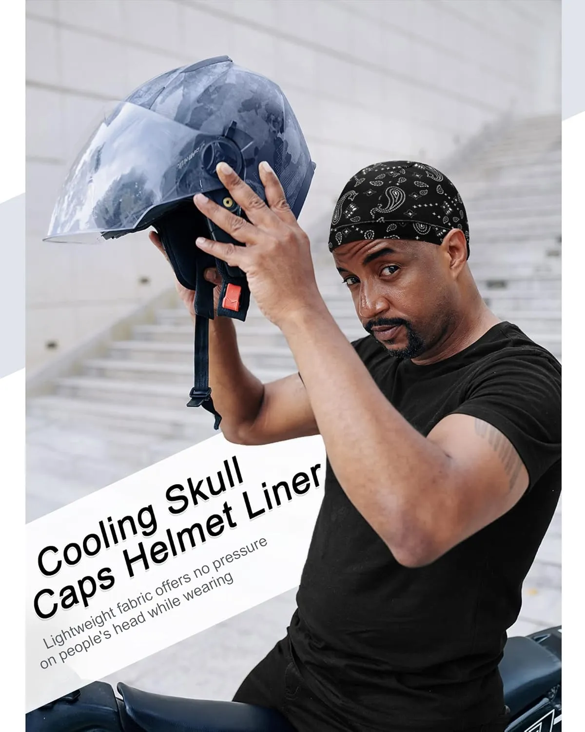 9 Pcs Cooling Skull Cap Camo Liner Sweat Wicking Lightweight Cycling Cap Running Head hat for Men Women