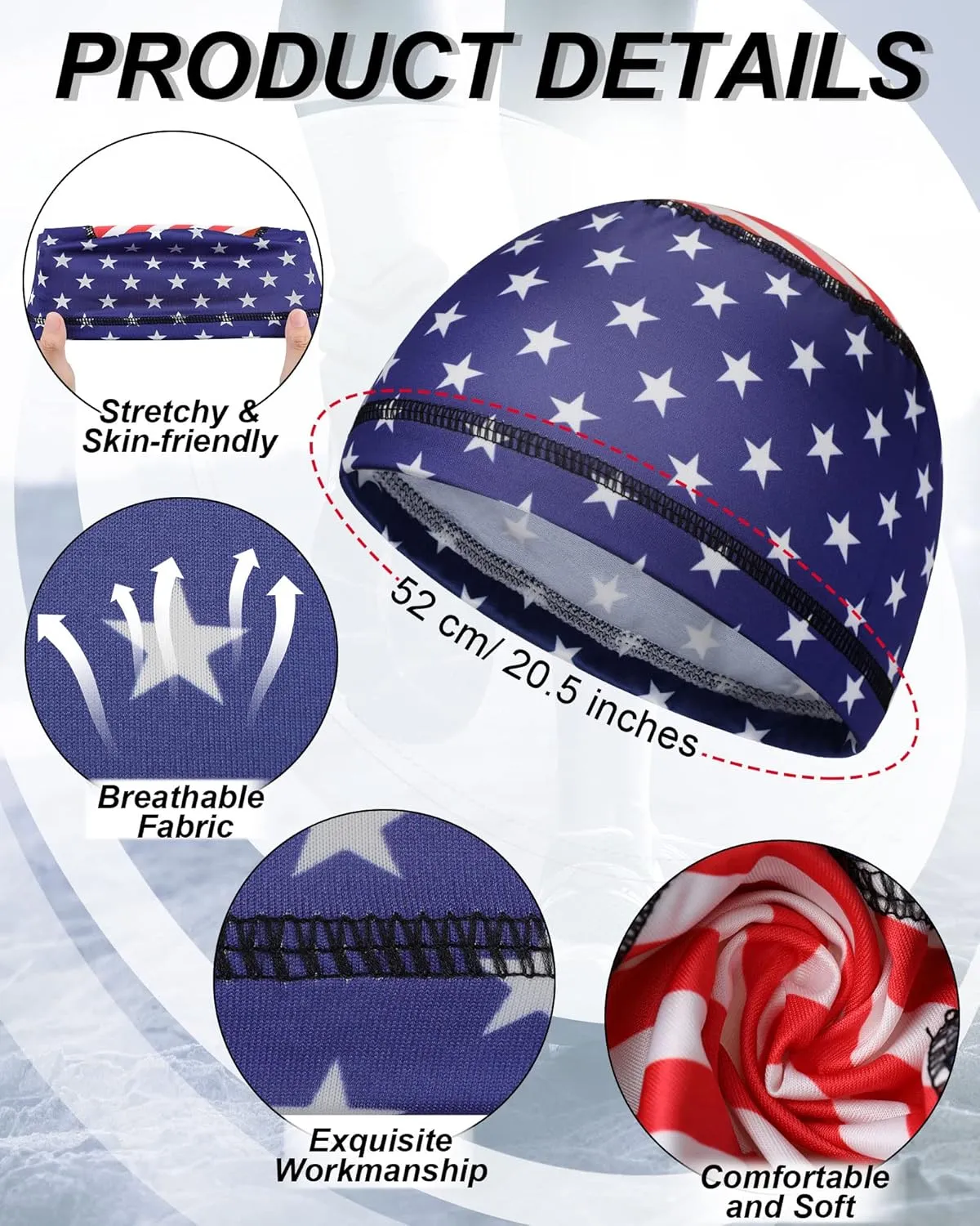 9 Pcs Cooling Skull Cap Camo Liner Sweat Wicking Lightweight Cycling Cap Running Head hat for Men Women