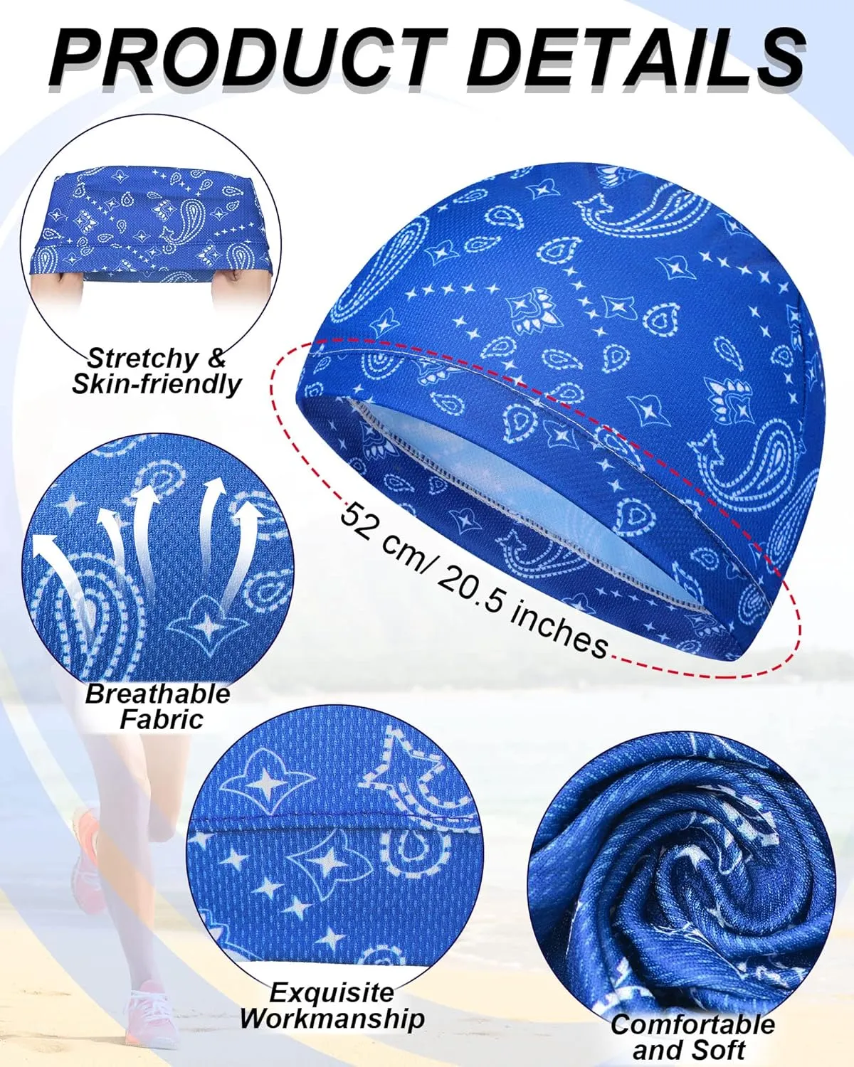 9 Pcs Cooling Skull Cap Camo Liner Sweat Wicking Lightweight Cycling Cap Running Head hat for Men Women