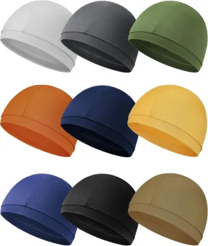 9 Pcs Cooling Skull Cap Camo Liner Sweat Wicking Lightweight Cycling Cap Running Head hat for Men Women