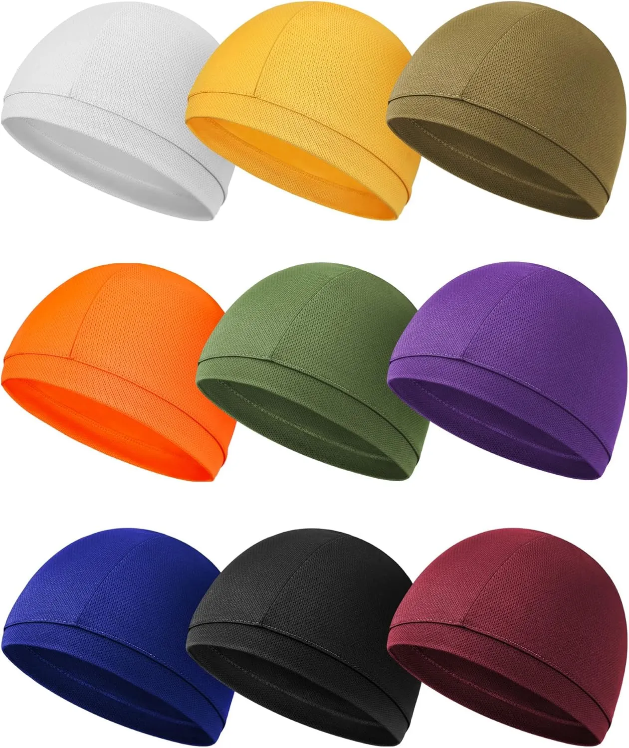 9 Pcs Cooling Skull Cap Camo Liner Sweat Wicking Lightweight Cycling Cap Running Head hat for Men Women