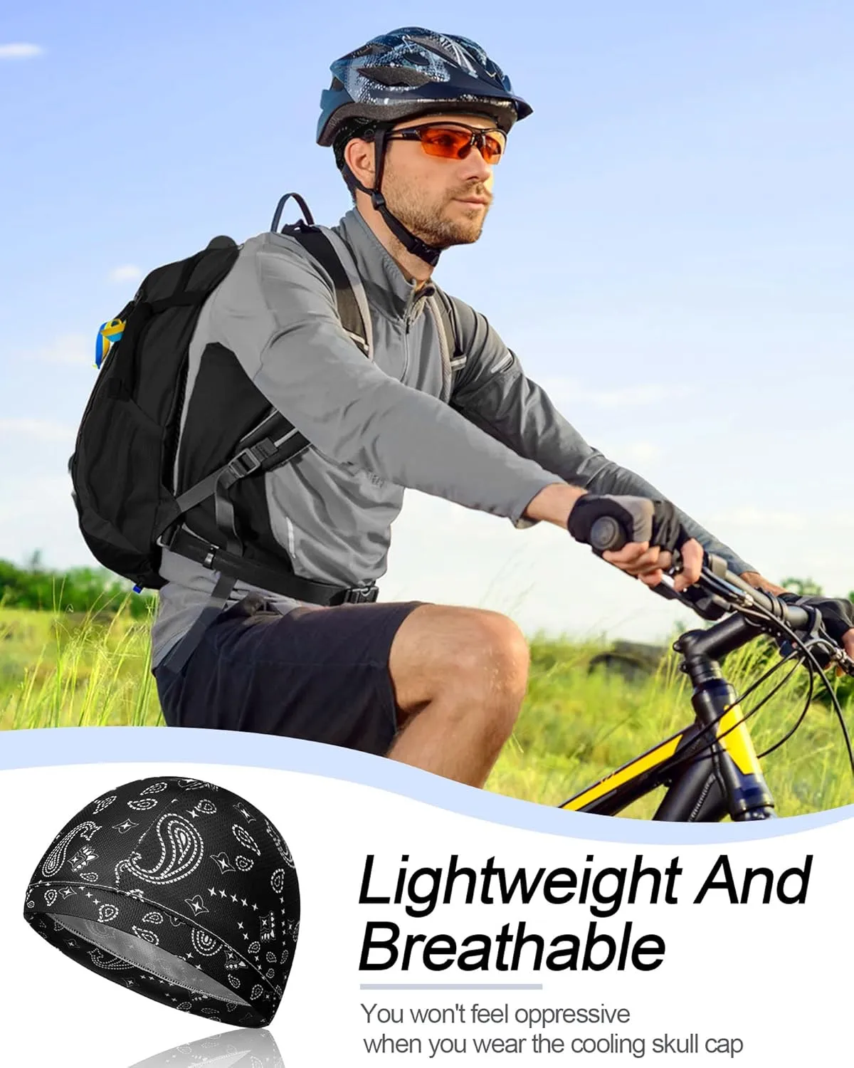9 Pcs Cooling Skull Cap Camo Liner Sweat Wicking Lightweight Cycling Cap Running Head hat for Men Women
