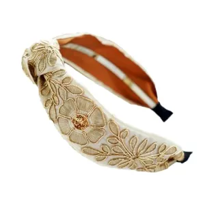 AK Bohemian Cashew Flowers Cloth Fabric Cute Bow Wide Hair Hoop Women Headbands Knotted Turban Bows Hair Accessories