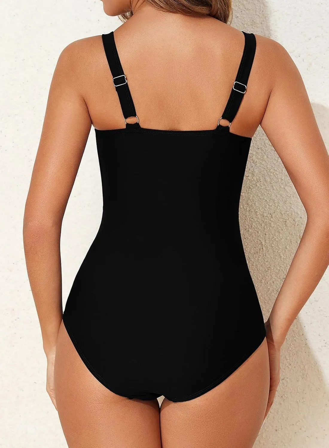 Aleumdr Women's One Piece Swimsuit Tummy Control Bathing Suit Crisscross Retro Ruched Push Up Swimwear