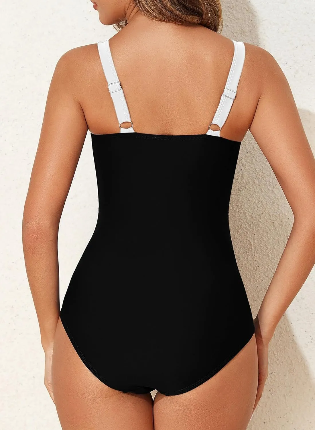 Aleumdr Women's One Piece Swimsuit Tummy Control Bathing Suit Crisscross Retro Ruched Push Up Swimwear