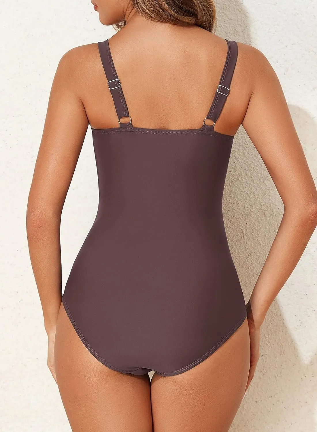 Aleumdr Women's One Piece Swimsuit Tummy Control Bathing Suit Crisscross Retro Ruched Push Up Swimwear
